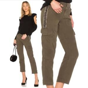 Joie Embellished Cargo Crop High Rise Fatigue Pant